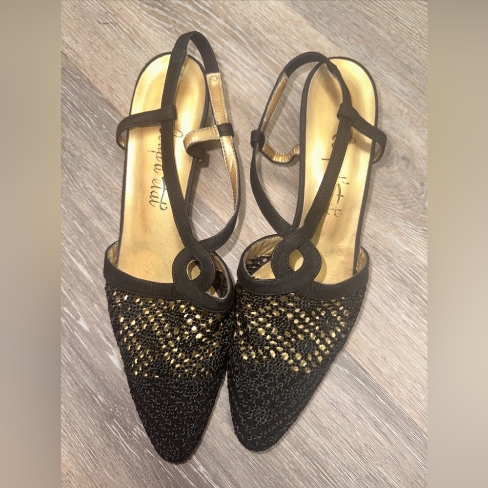 Coup D Etat almond toe solid black ankle strap size 8.5M women's
